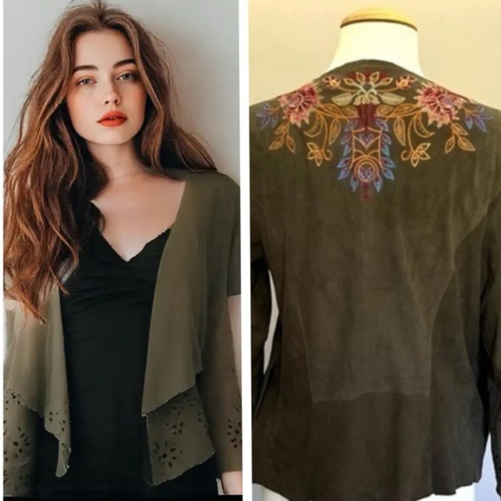JOHNNY WAS EMBROIDERED MOANA SUEDE JACKET NWT RARE (oversized)